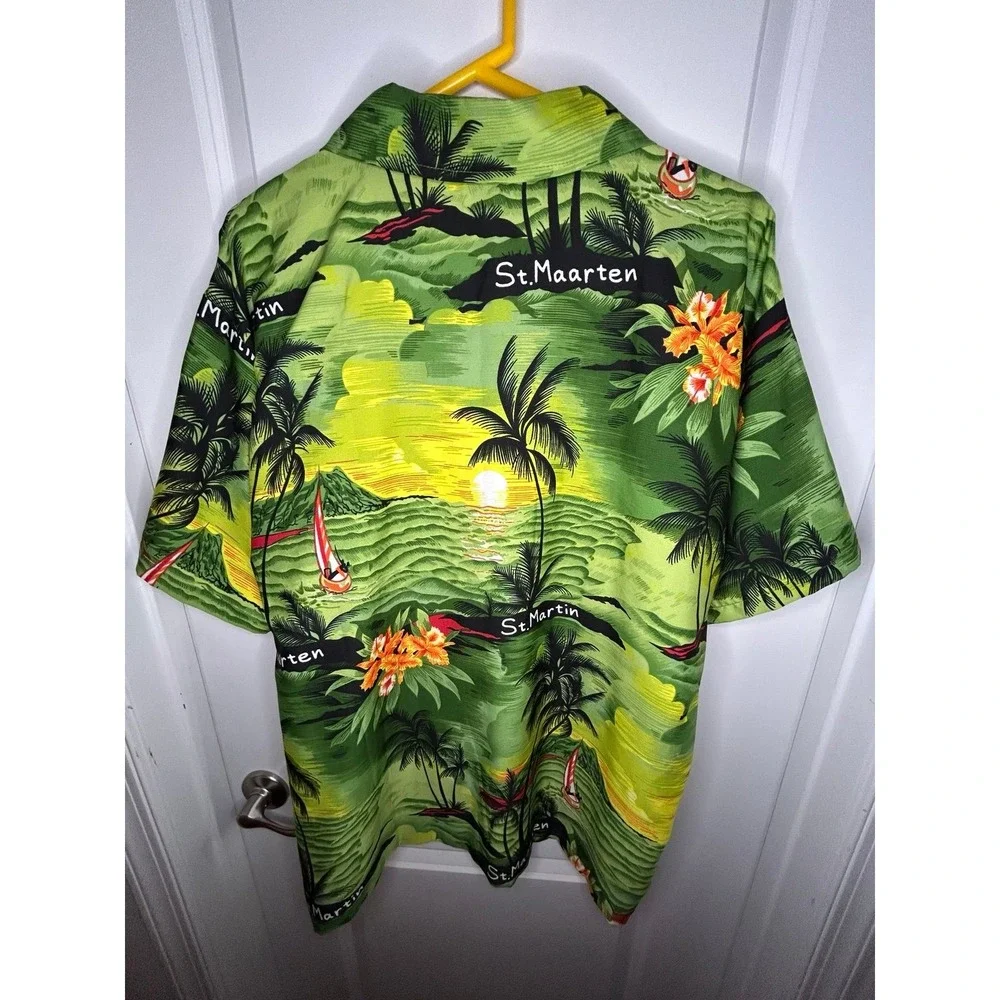 Vintage‎ St. Maarten All Over Print Tropical Hawaiian Button Down Shirt No Flaws